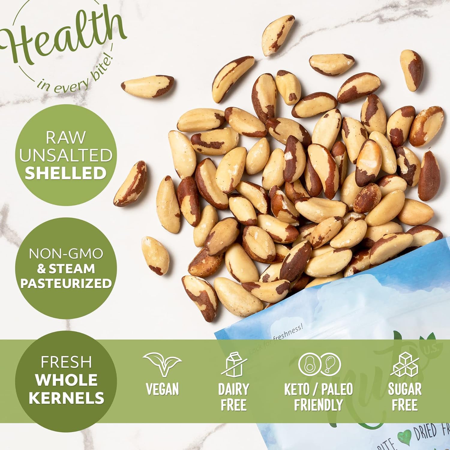 NUT CRAVINGS - Brazil Nuts Roasted & Unsalted - No Shell Whole 80oz 5 Lb Bulk Nuts Packed Fresh In Resealable Bag Healthy NUT CRAVINGS - Brazil Nuts Roasted & Unsalted - No Shell Whole 80oz 5 Lb Bulk Nuts Packed Fresh In Resealable Bag Healthy