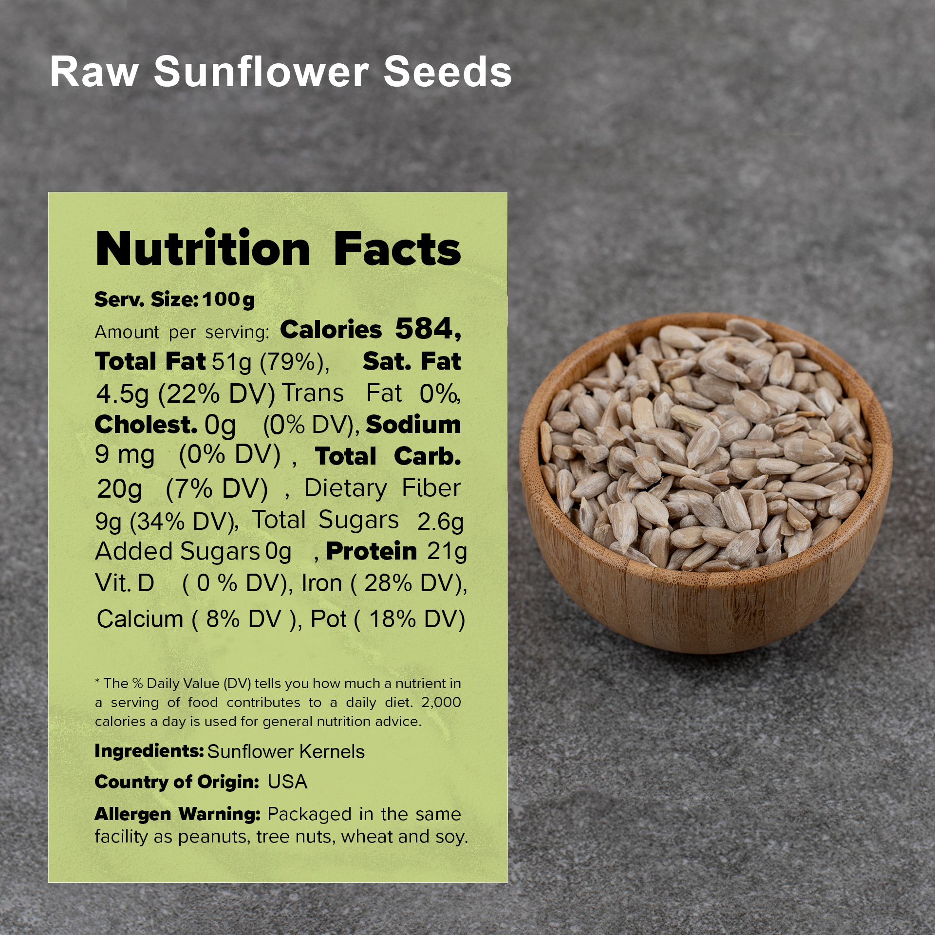 sun flower seeds calories Raw Sunflower Kernels