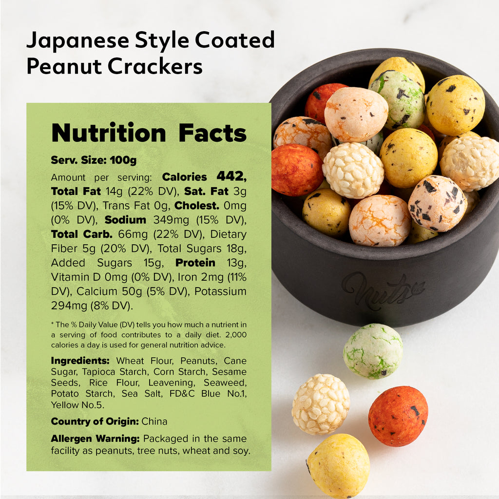 Nutrition facts for the Japanese style coated peanut crackers