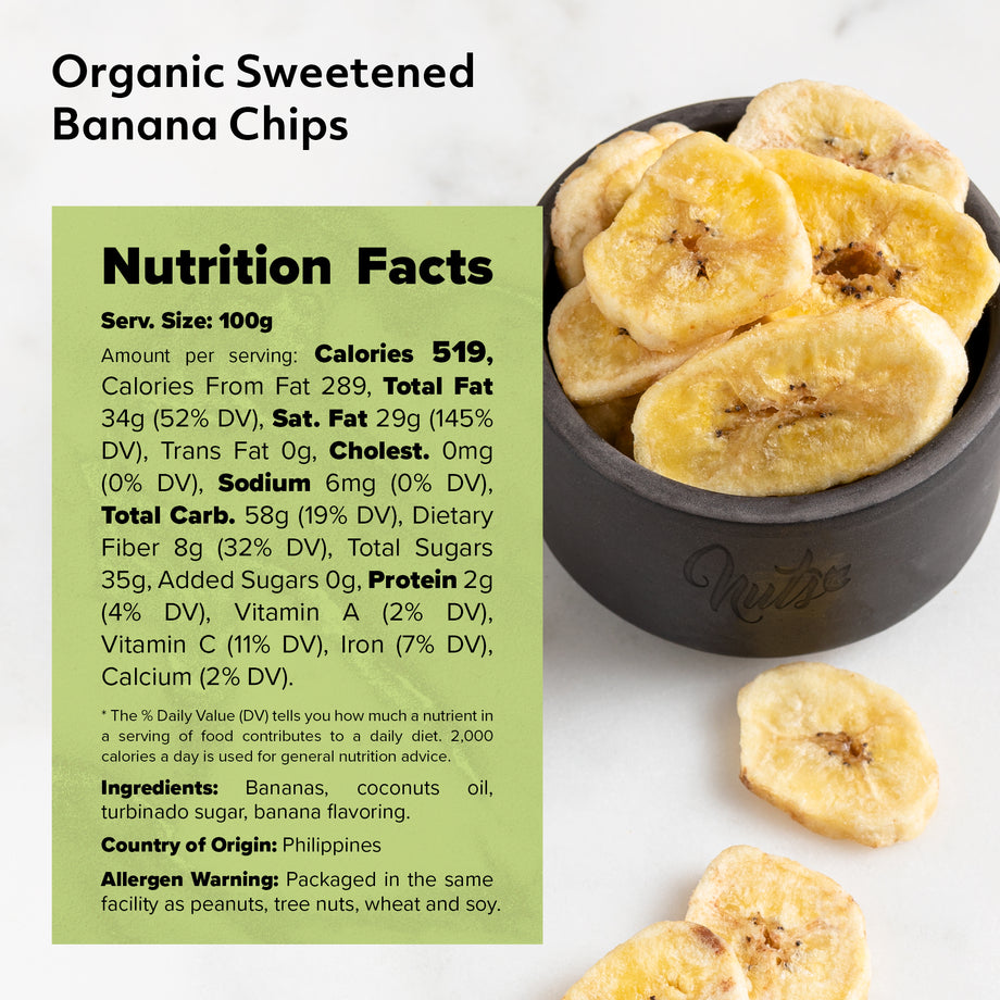 Banana Chips, Sweetened - Organic 2 lb